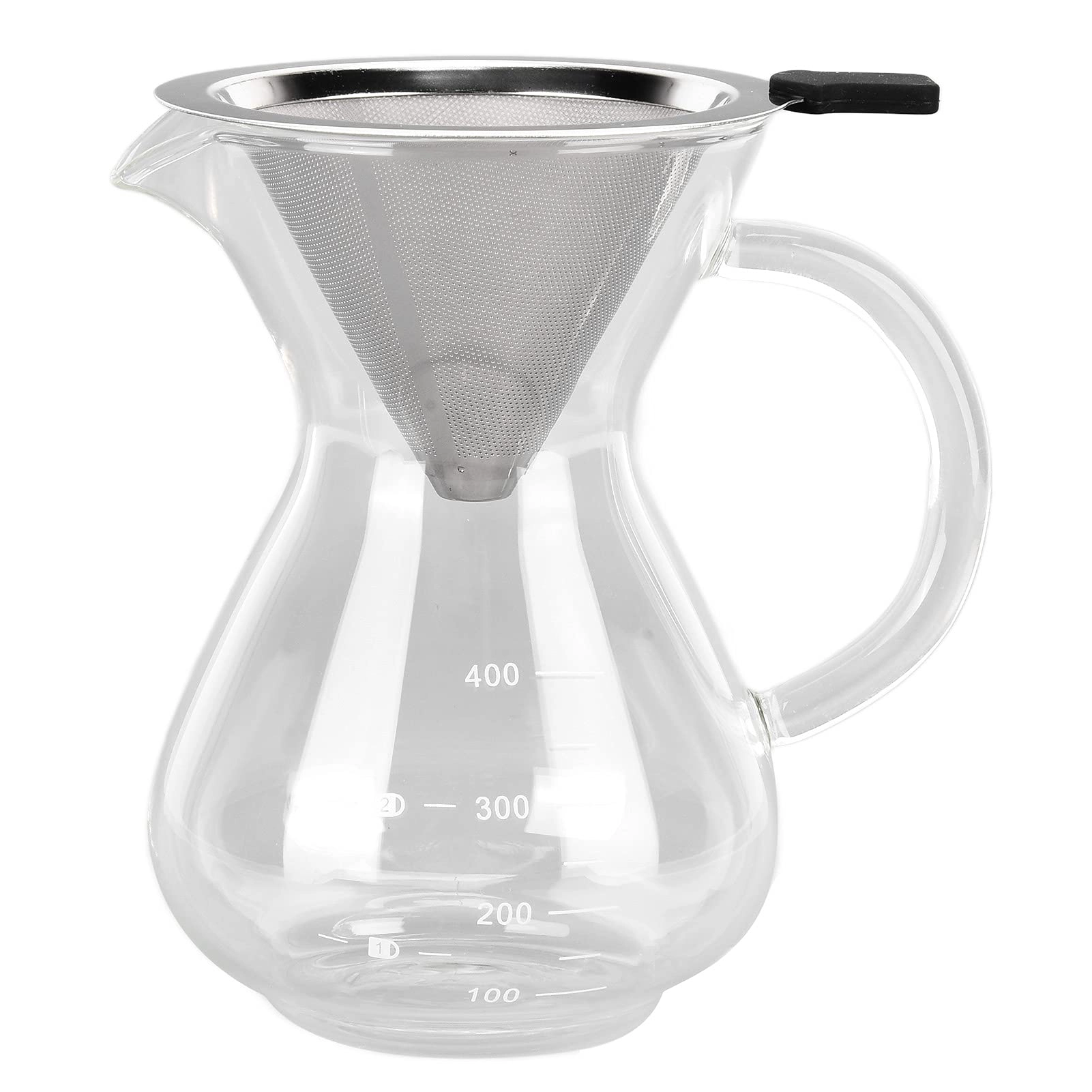Bonbela Coffee Teapot - High borosilicate glass + stainless steel 400 ml