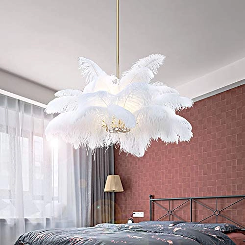Nordic Modern Chandelier - E14-led White feathers 100*59cm