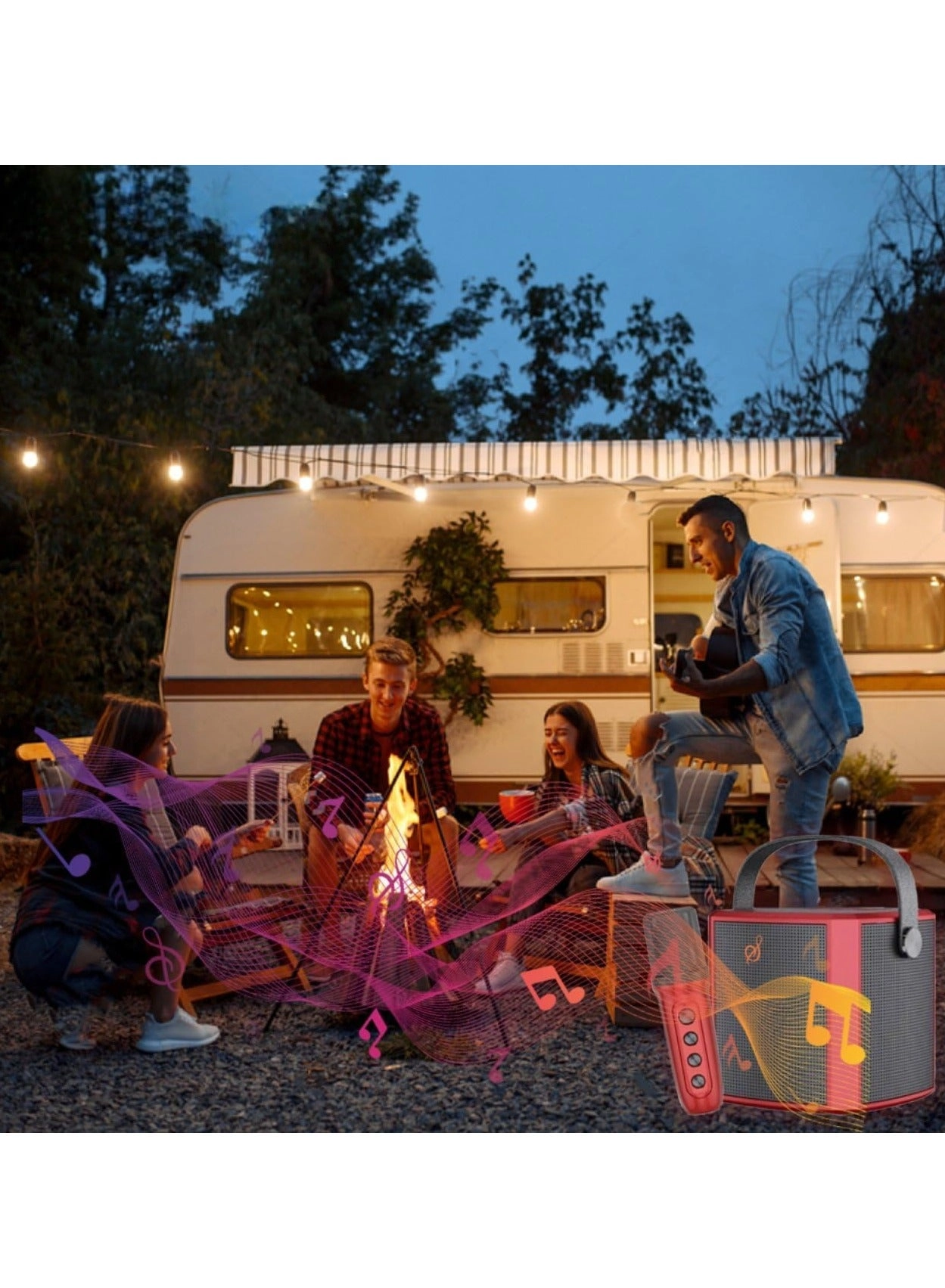 Portable Bluetooth Karaoke Speaker - Rechargeable wireless microphone Type-C charging TF Card support