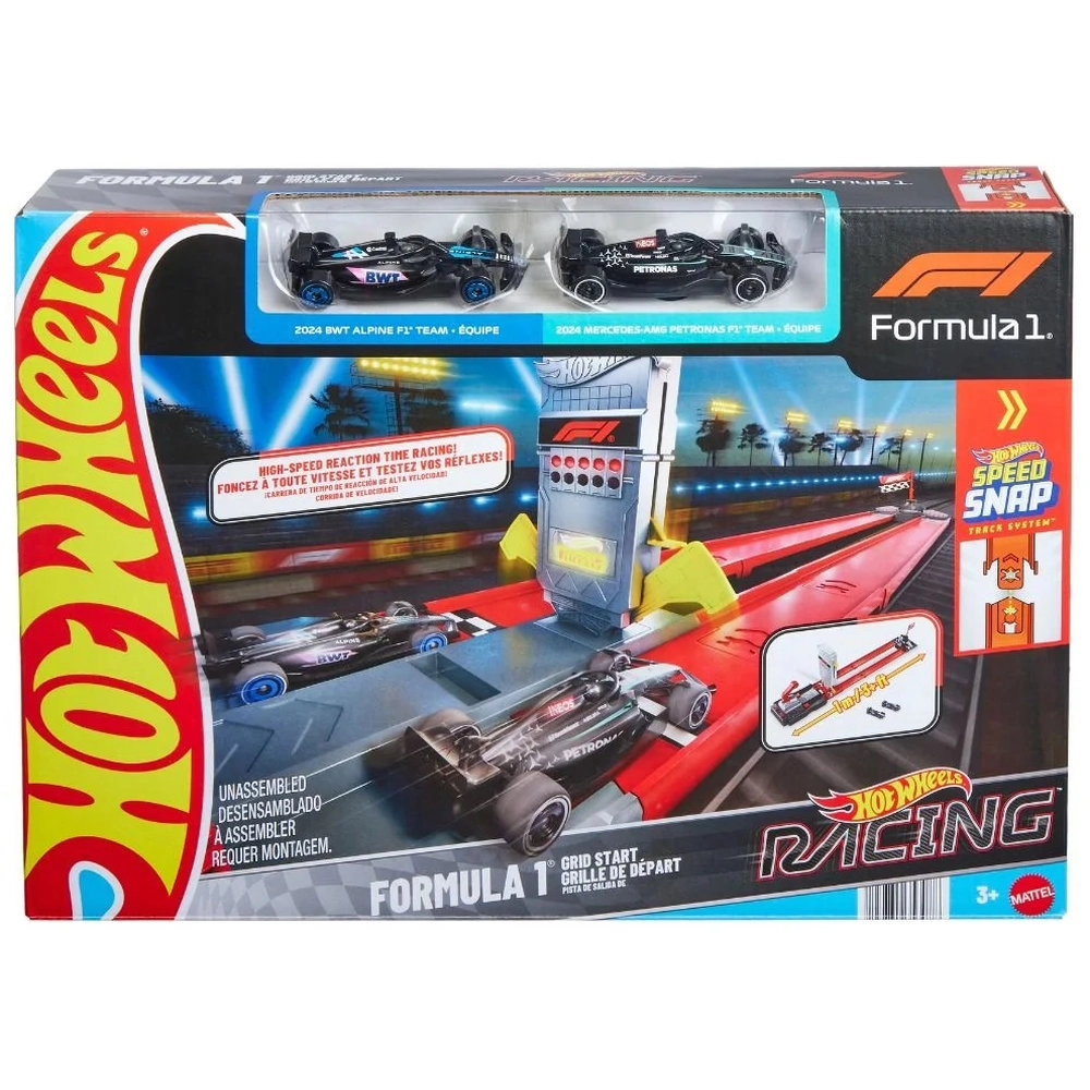 Hot Wheels Formula 1 Racinggrid Start Playset - 2 Cars Speed Snap Track System