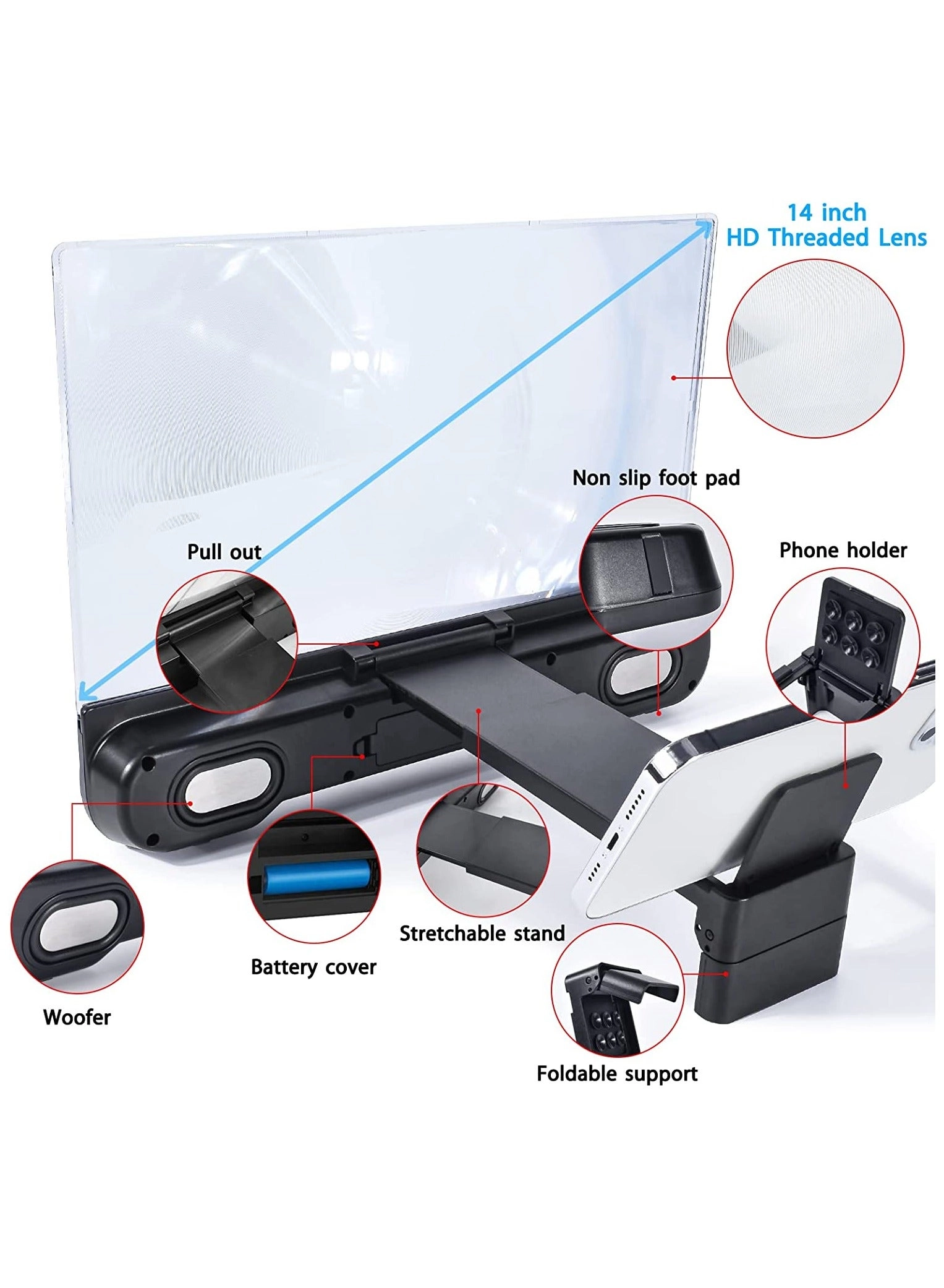 Phone Screen Magnifier - 14 Inch Bluetooth Speaker