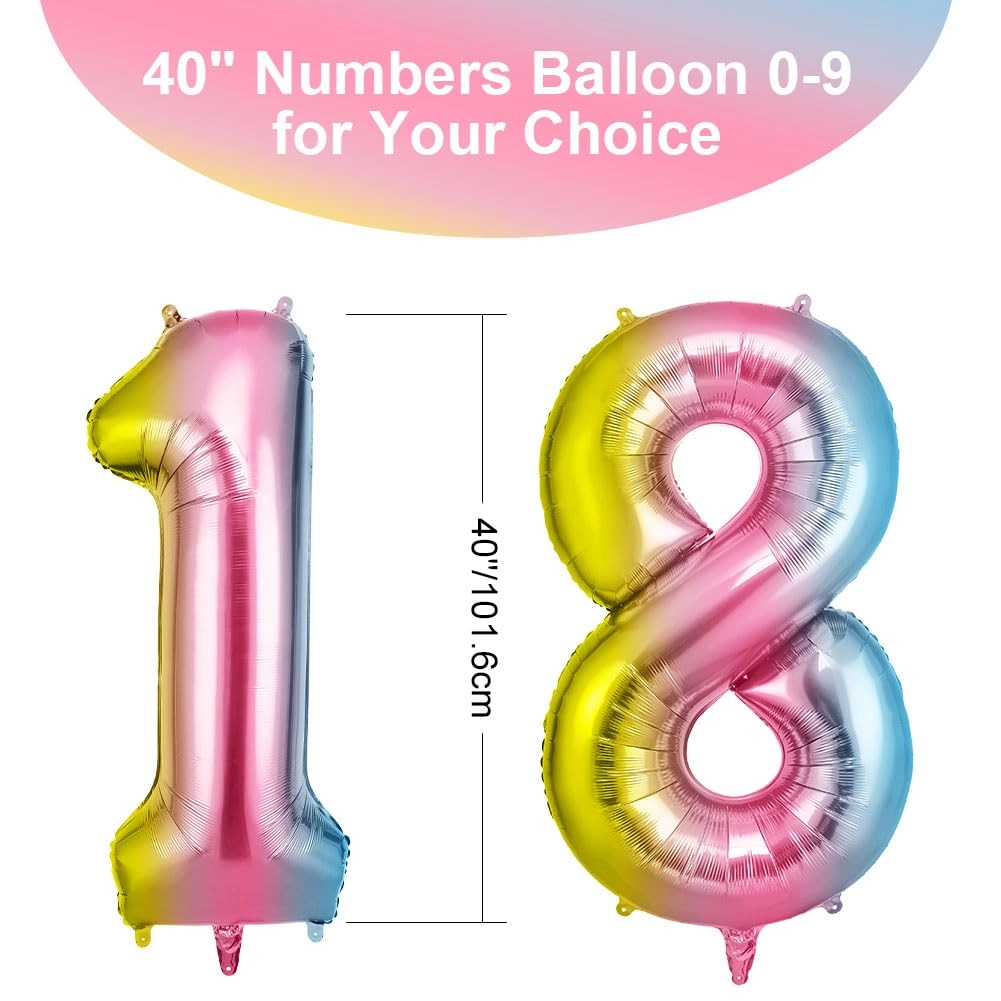 Number 18 Balloons - 2 x helium foil balloons Anniversary, Baby Shower, Birthday, Wedding