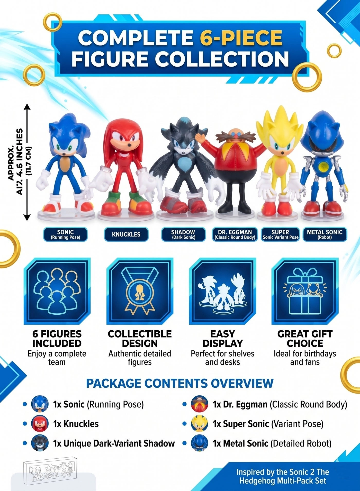 Adventure Heroes - Sonic + Tails + Knuckles + Shadow (3055) 6 pcs