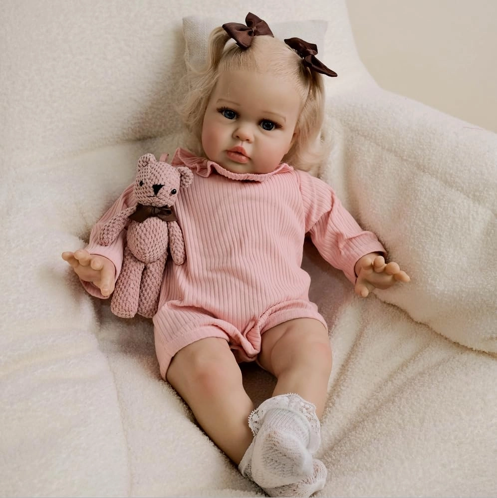Reborn Baby Doll - 24 Inch Soft Cloth Body Blonde Hair Ages 3+