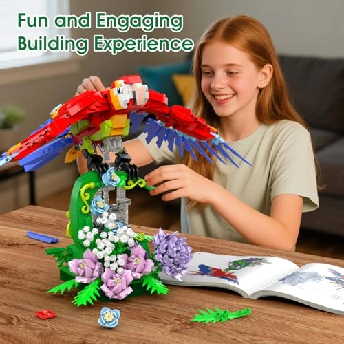 Parrot Building Set - 1176 pieces Rotating Flower Base