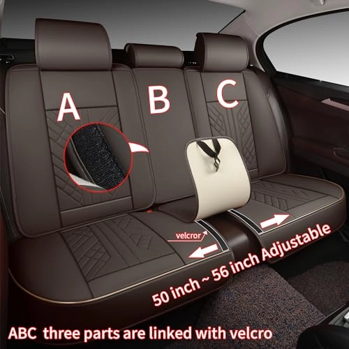 Bench Seat Cover - Universal Fit Faux Leather Black with Red Strip