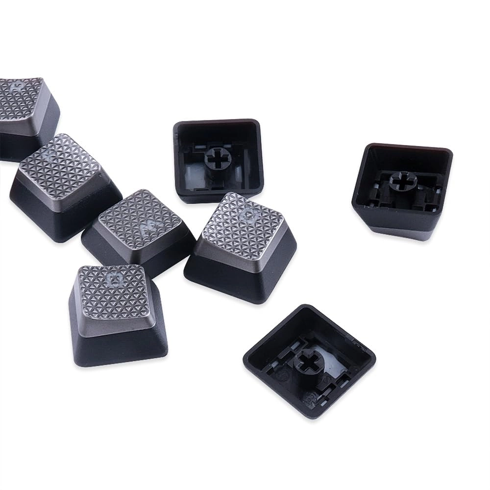 Backlit Textured Keycaps - 10Keys Silver Grey Hexagonal
