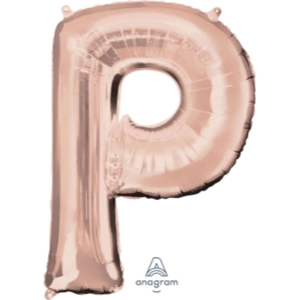 Anagram Letter P Foil Balloon - 32-Inch Rose Gold