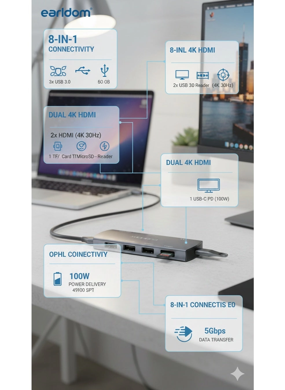 Earldom W20 - USB-C Windows macOS iPadOS Android