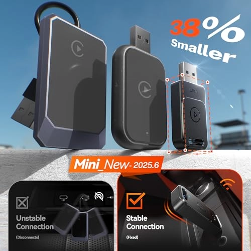 Wireless Carplay Adapter - 3X Fast Auto-Connect Plug&Play Matte Black