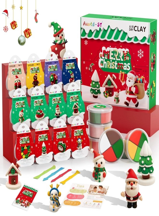 Aestd-ST Air Dry Clay Kit - Christmas Theme Ultra Light Soft Non-Sticky 12 pcs.