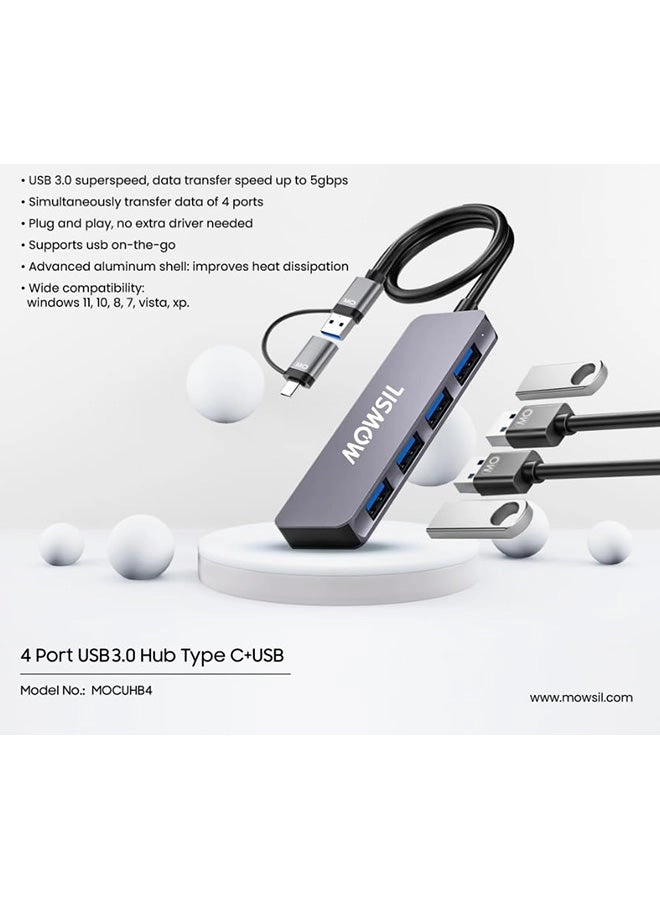 Type C + USB 4 Port USB 3.0 HUB