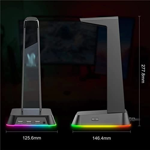 Headphone Stand for Computer Headphones - RGB 3 x USB 3.5mm Jack