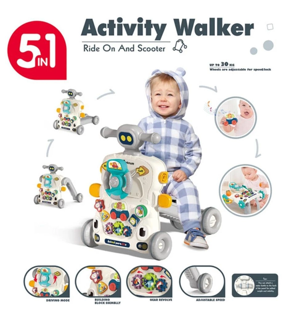 5 in 1 Baby Walker - Musical Keyboard Blue