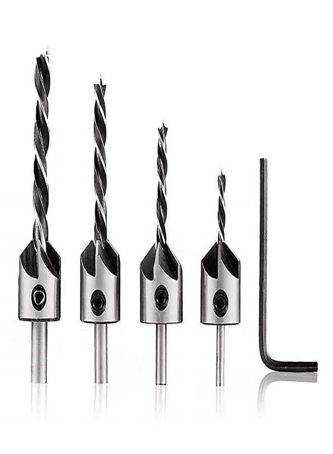 Zorbes Countersink Drill Bits - High Carbon Steel 4 Pcs 3mm 4mm 5mm 6mm