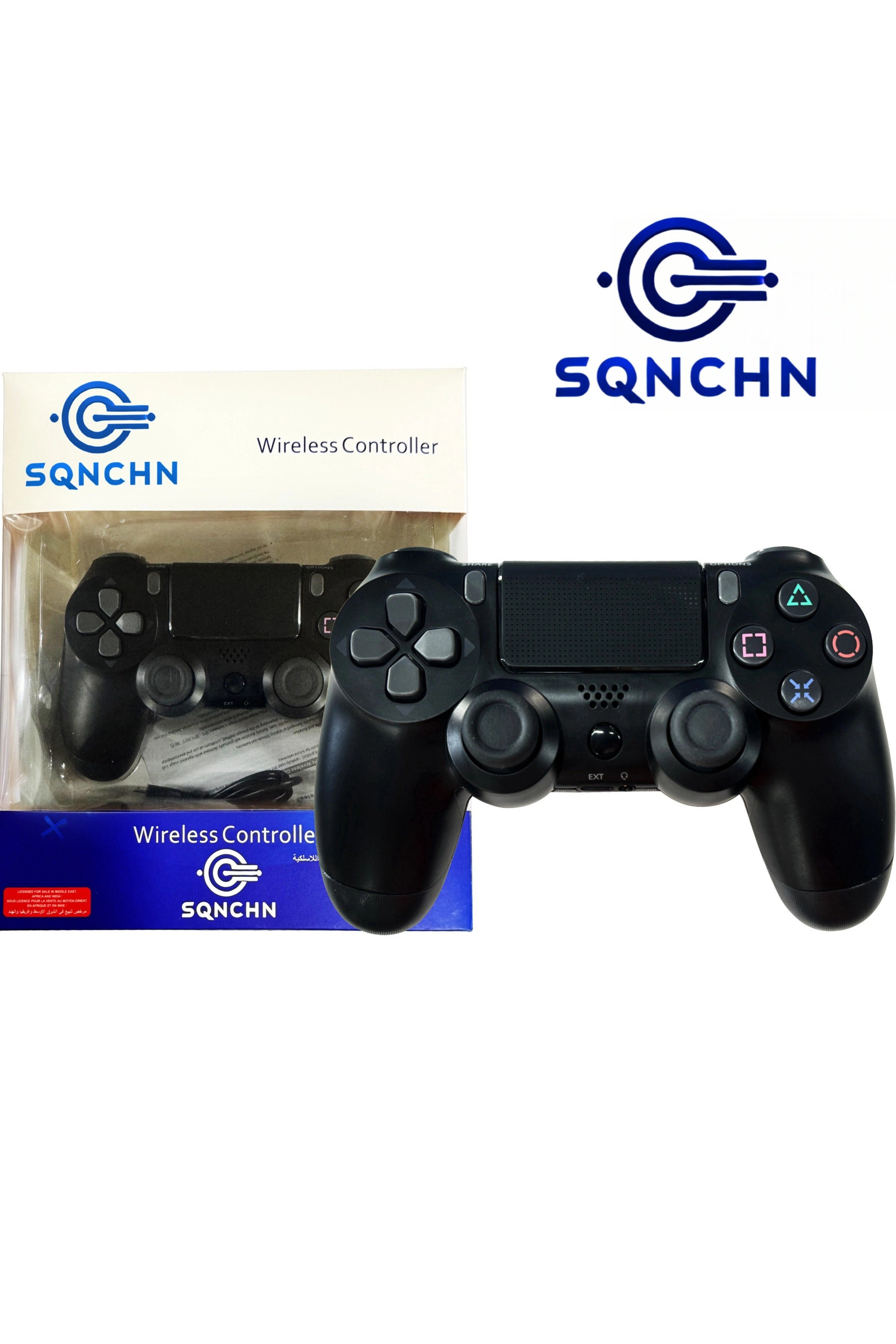SQNCHN Wireless PS4 Controller - Black PS4 Pro/Slim/PC