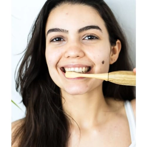 Sustainable Sonic Bamboo Electric Toothbrush - 3 Recyclable Heads 5 Cleaning Modes USB Type C Charger