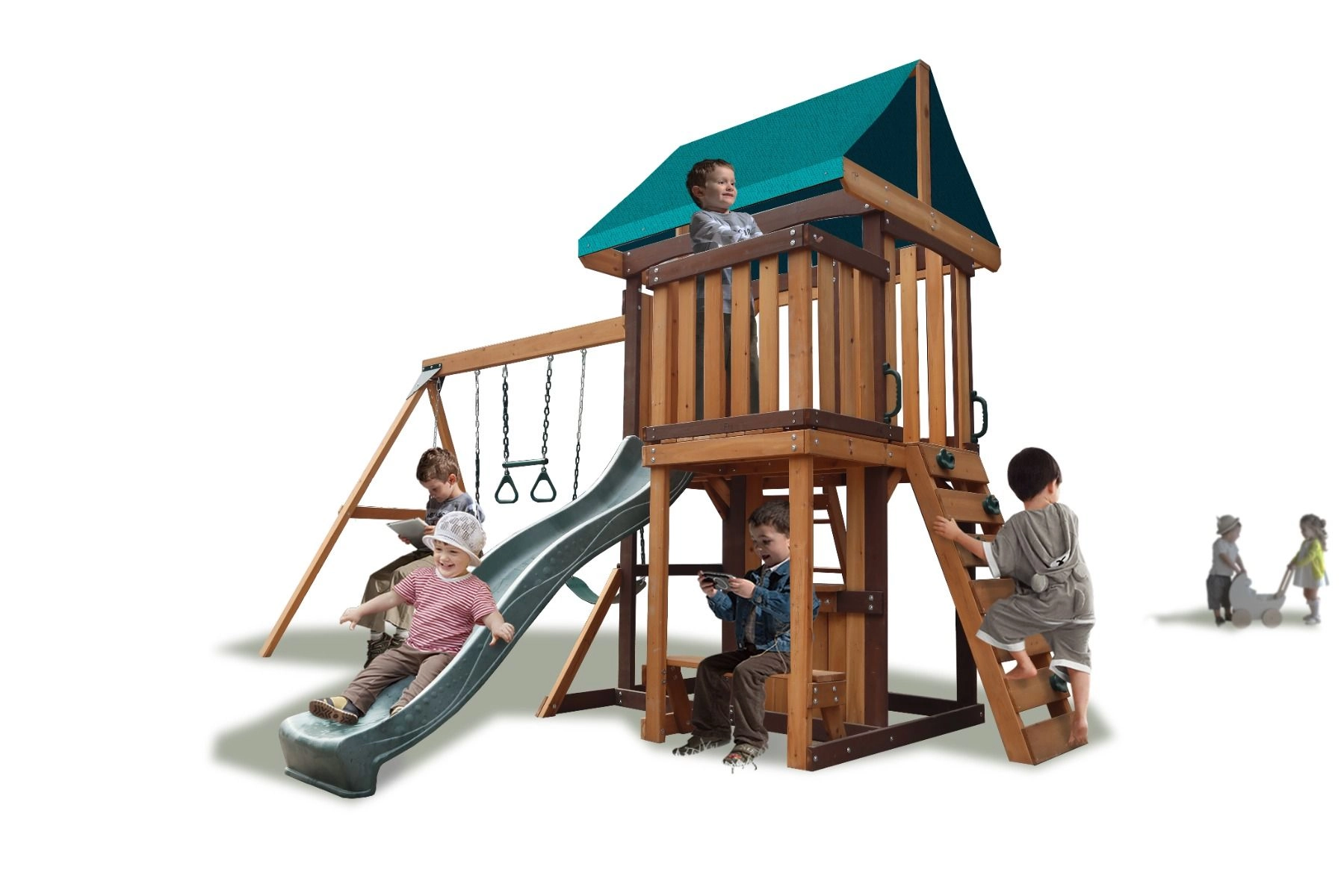 Logan Swing Set & Playhouse - Balcony 480 x 330 x 295 cm