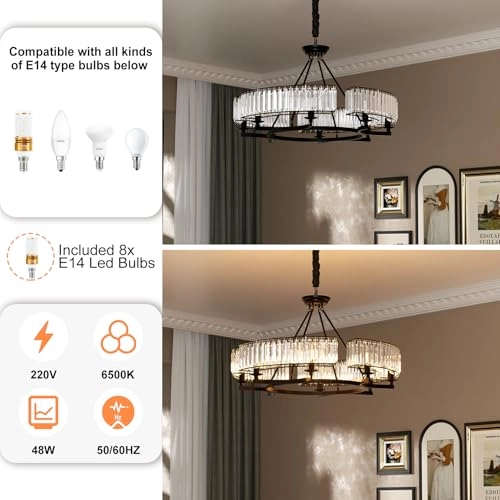 Crystal Chandelier - 2700K 4500K 6500K Dimmable