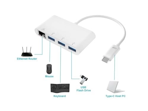 USB-C 3-Port USB 3.0 Hub and Gigabit Ethernet Adapter