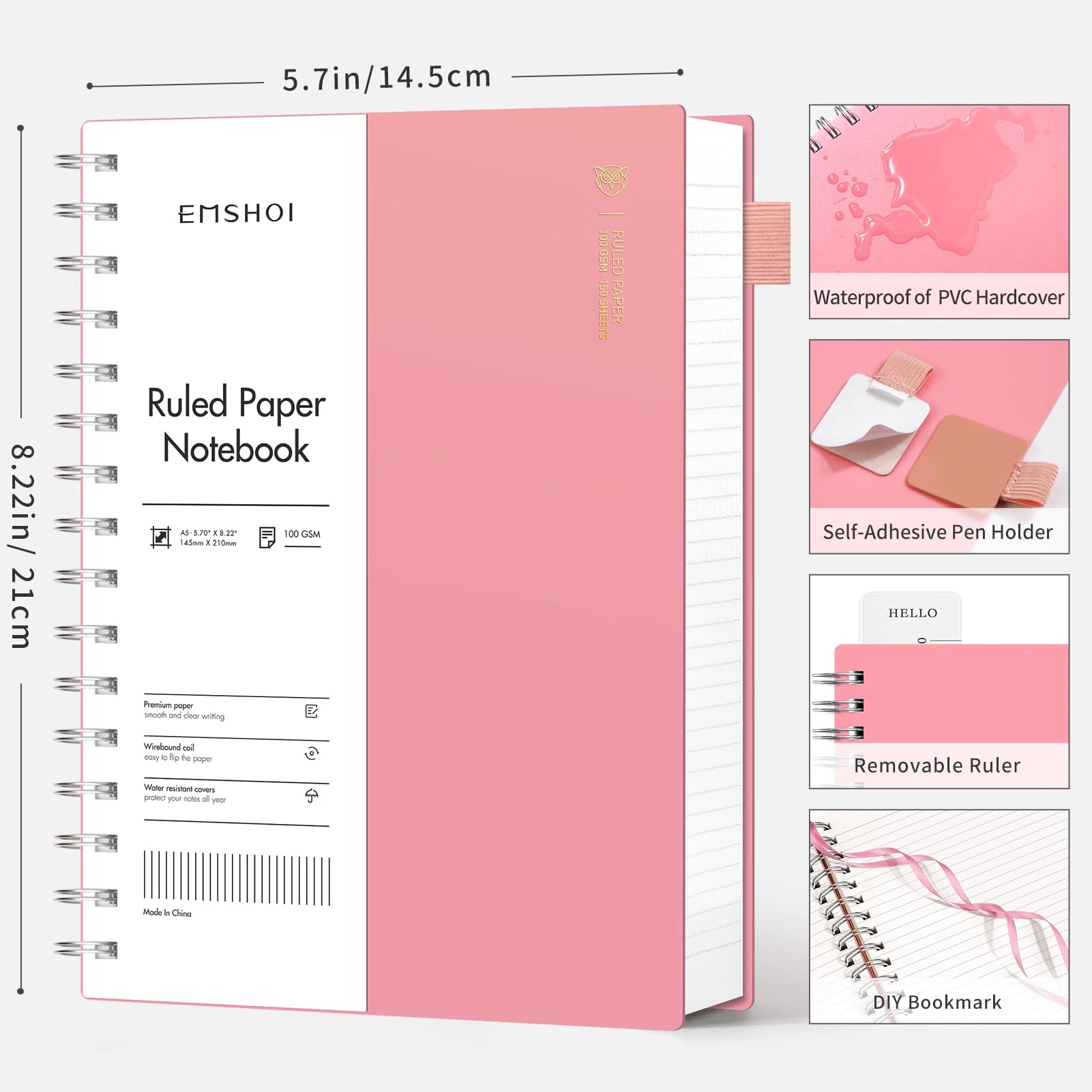 Notebook A5 Spiral - Lined 150 Sheets