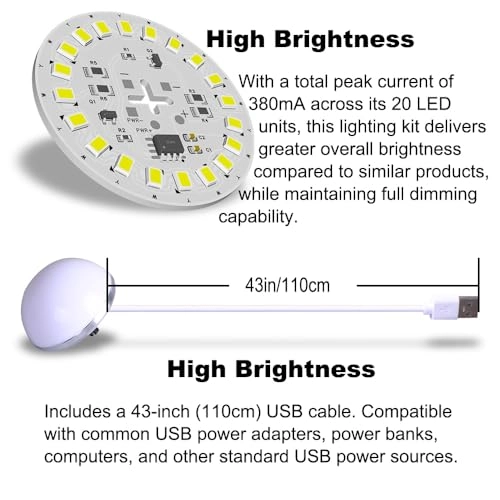 Building Block Light Kit - 3 Colors Dimmable LEDs 43-inch USB Cable