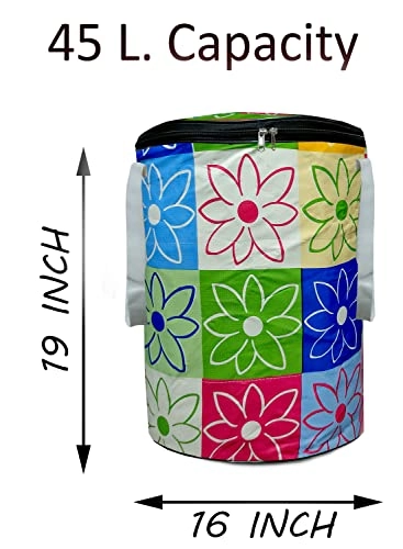 Washing Machine Cover - Waterproof Suitable for 6 Kg, 6.5 kg, 7 kg, 7.5 kg + Designer Laundry Bag - 1 Pc