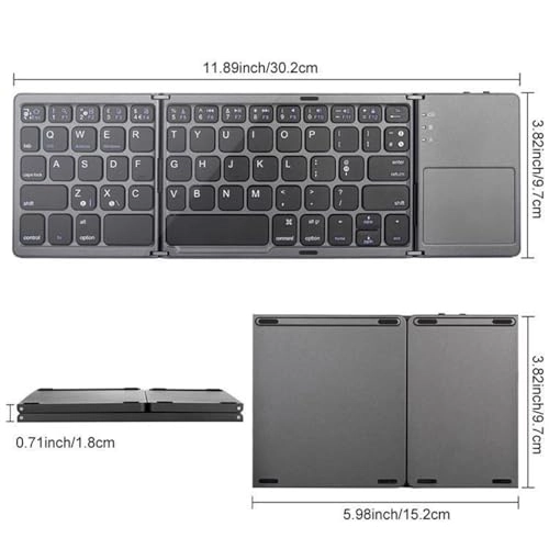 Foldable Bluetooth Wireless Keyboard - Trackpad Rechargeable