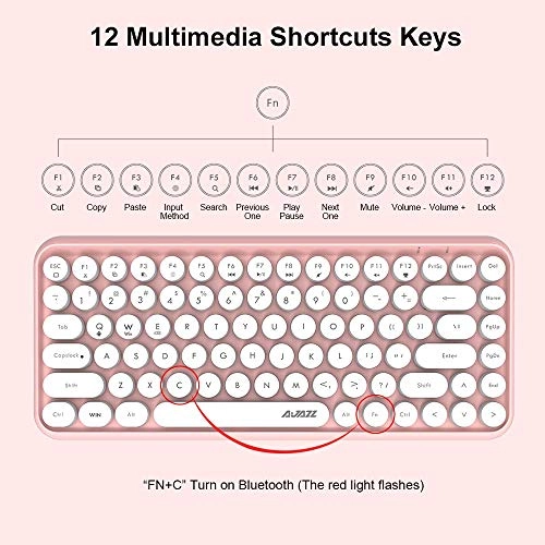 84-Key Keyboard - Retro Round Keycaps Bluetooth