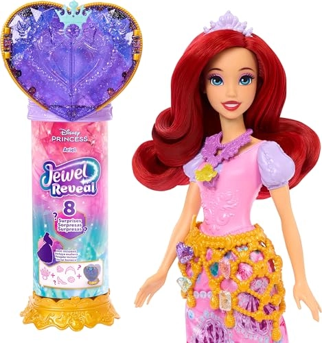 Ariel Fashion Doll - Jewel Reveal 8 Surprises Heart-Shaped Jewel Box