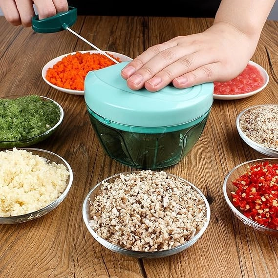 Manual Vegetable Chopper - 750ml 5 Stainless Steel Blades