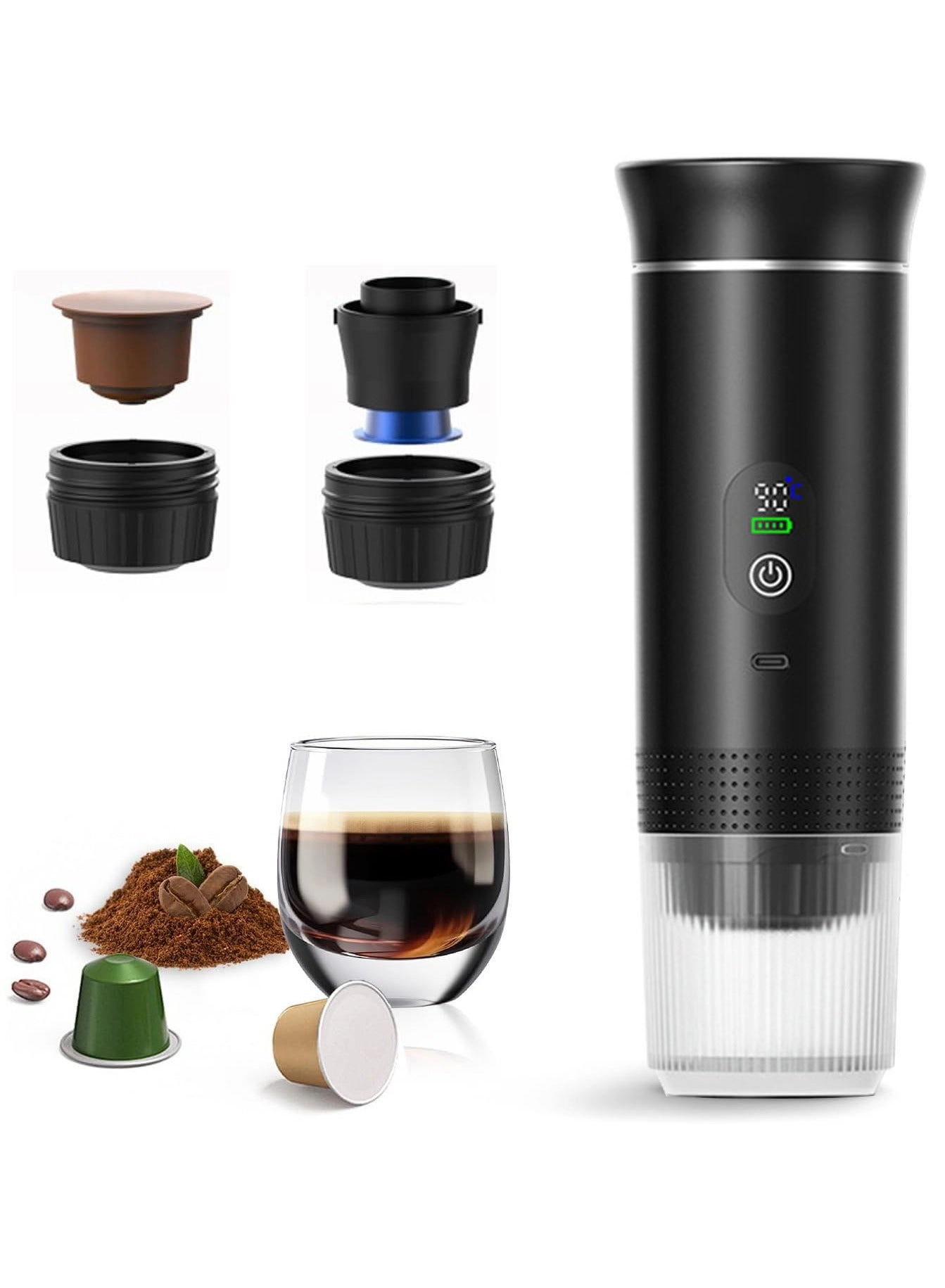 TodyJeyHo 3-in-1 Espresso Machine - 1.7oz ground coffee NS & DG capsules