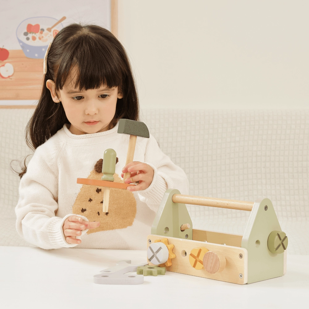 Wooden Tool Box Set - Suitable for 3 years and above 13 wooden components