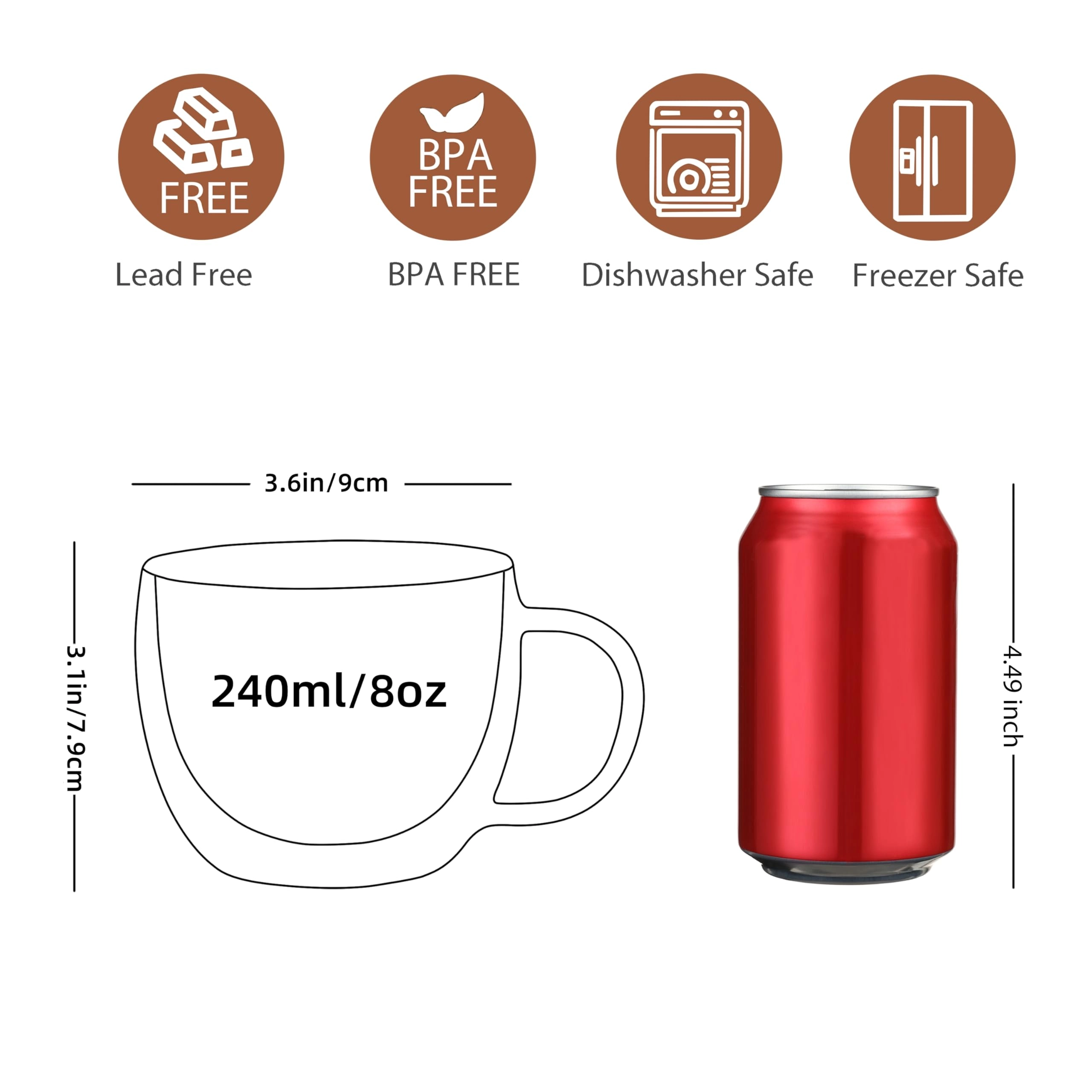 Glass Mug - 2 pcs - clear - 240 ml