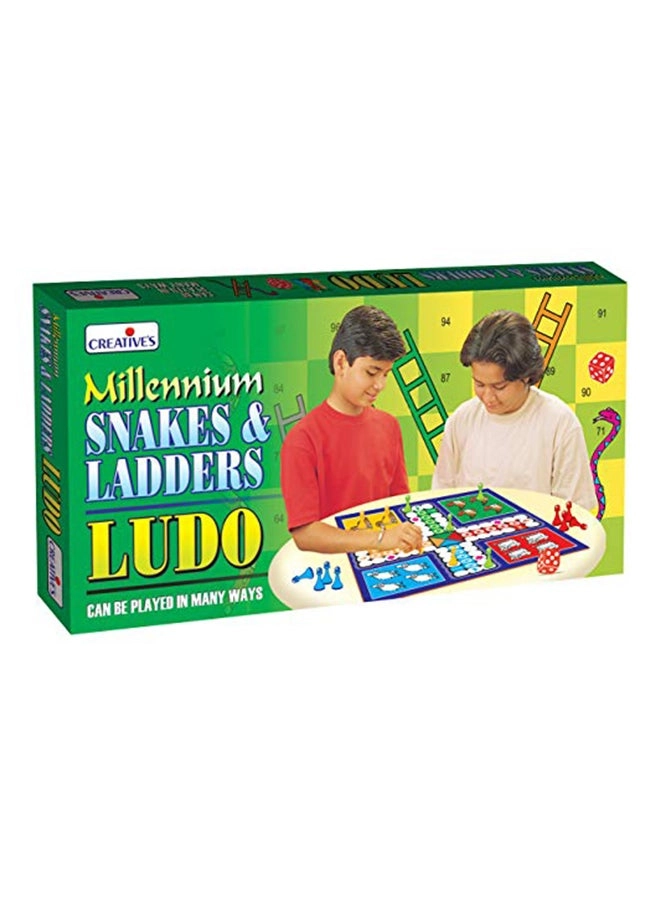 Creative's Millennium Ludo and Snakes & Ladders - Double-sided play board 16 Play Pieces
