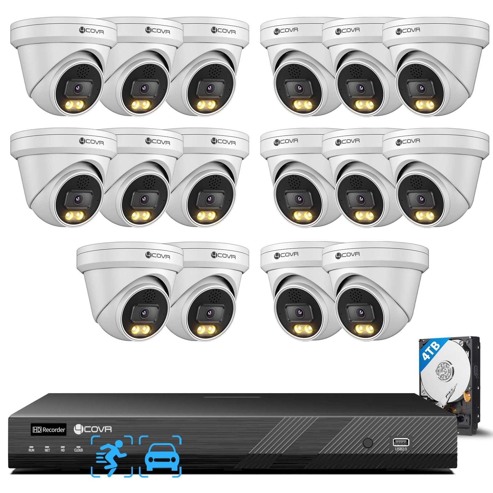 16 Channel PoE Security Camera System - 16 cameras 5MP