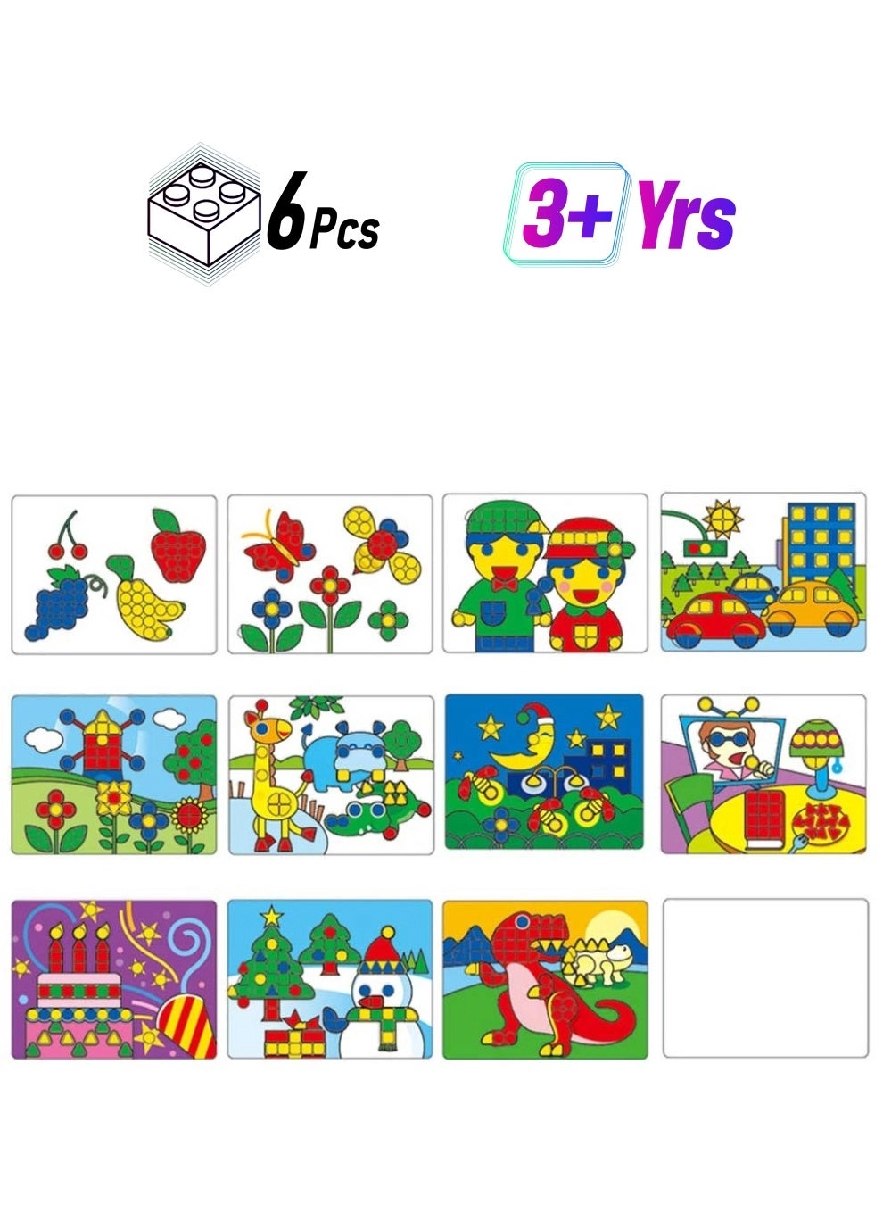 GiGo Toy Double-Sided Work Cards for Geo Blocks - 6 pcs
