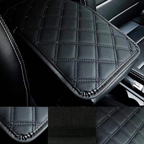 Car Armrest Cover - PU Leather Black&Red
