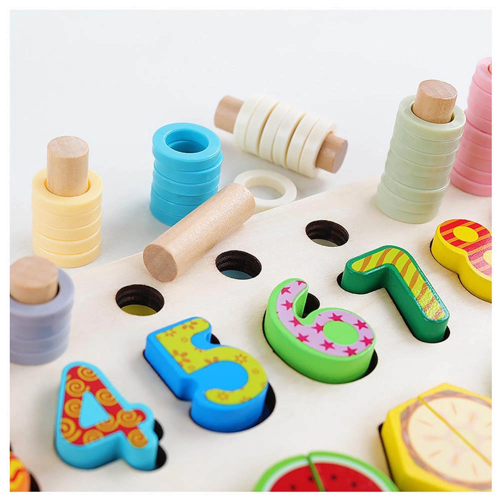 Wooden Number Fruit Shape Sorting Toy - Suitable for 3 years & above 77 pieces