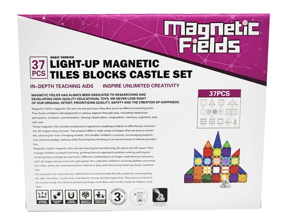 Light Up Magnetic Tiles Castle Set - 37 pcs