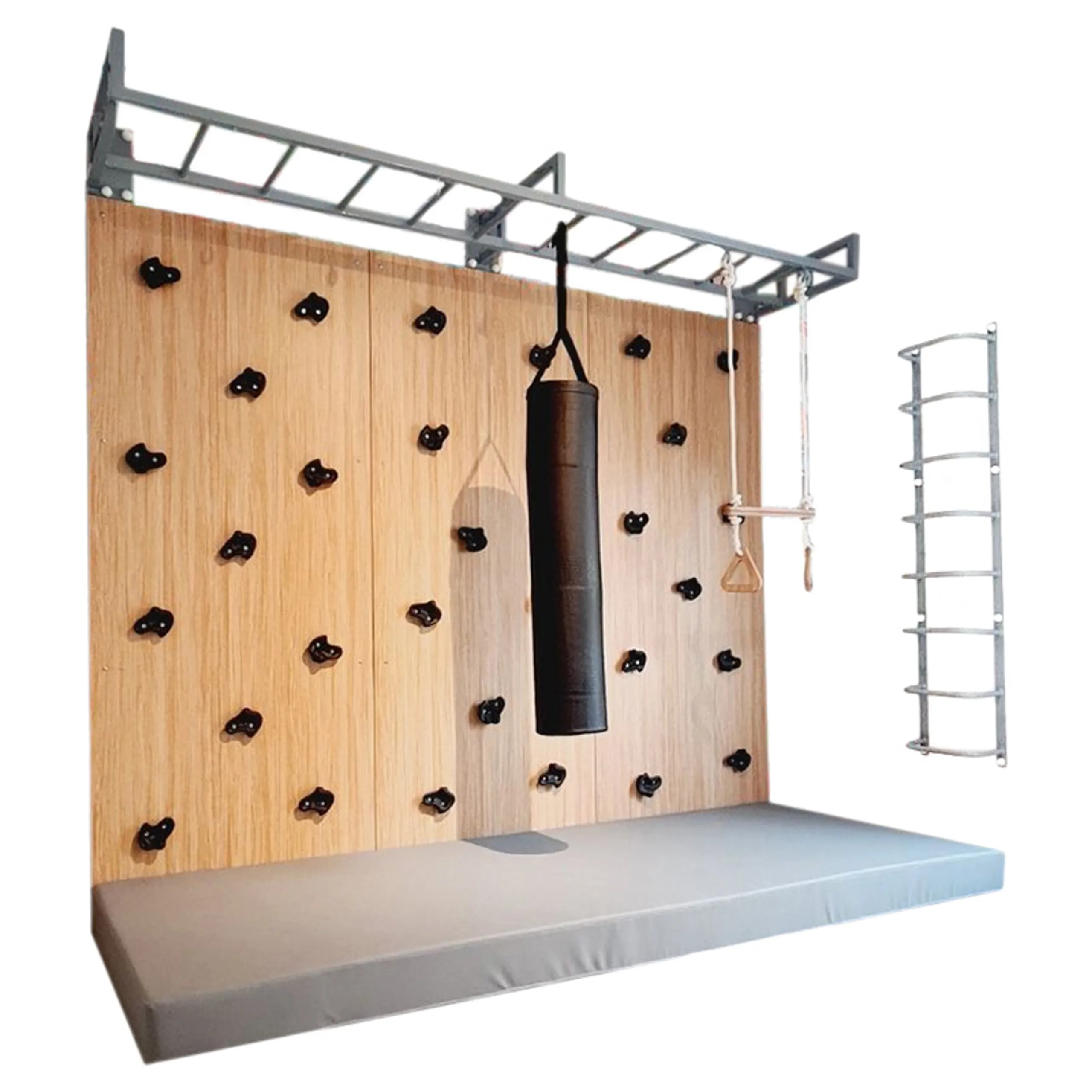 MOONKIDS Climbing Wall - Safety Mat 3 Panels Natural Wood