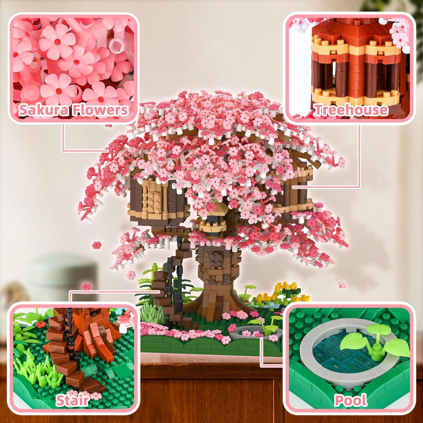 Cherry Blossom Bonsai Tree - 2028PCS Japanese Sakura Tree House