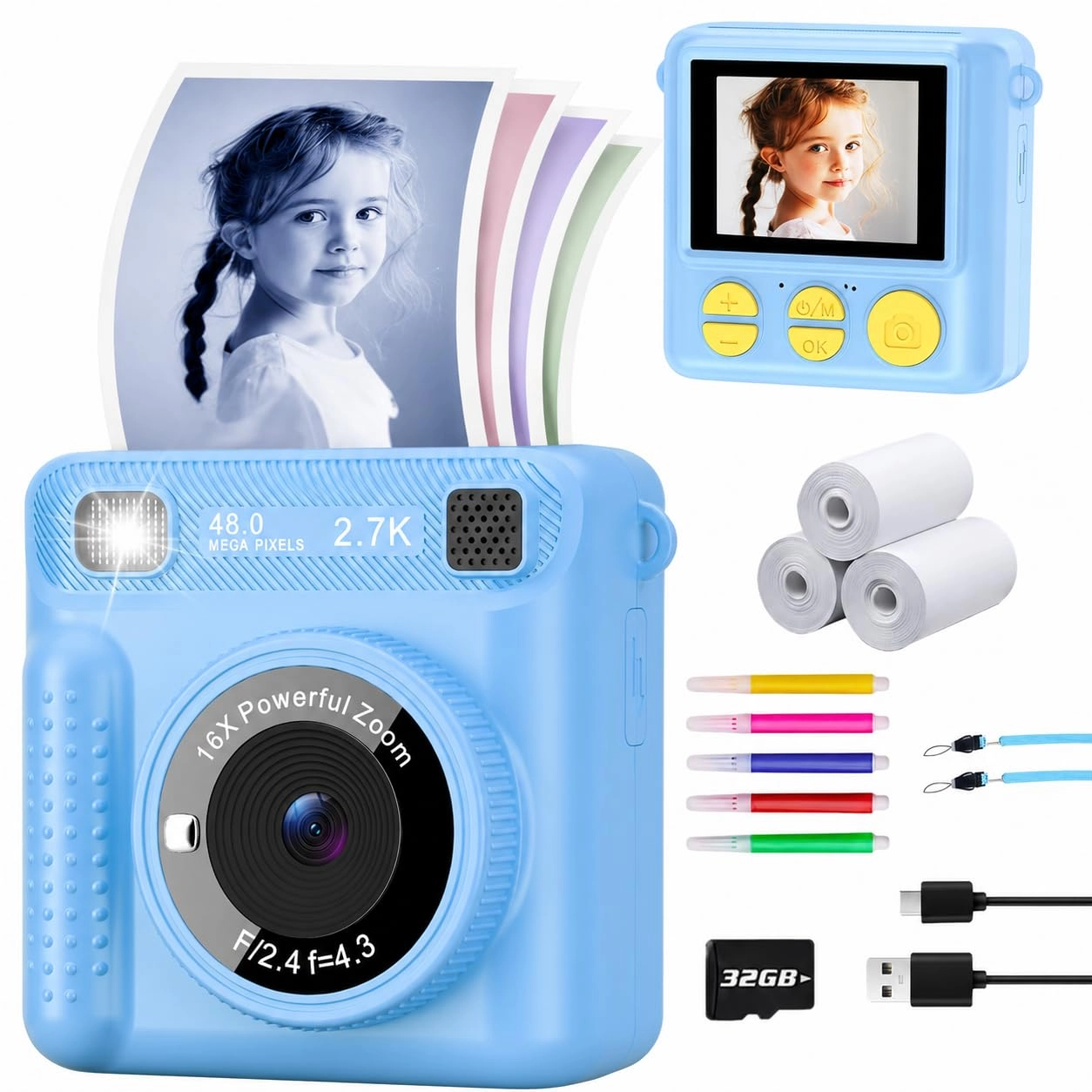 Nixuio Instant Print Camera - 1080P 32GB Inkless Thermal Printing
