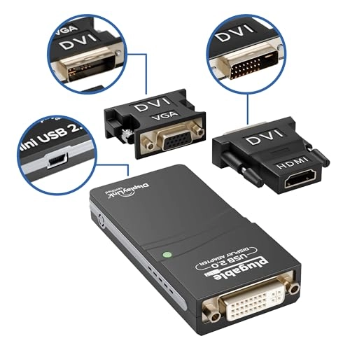 USB 2.0 to DVI, VGA, or HDMI Multi-Monitor External Video Graphics Card Adapter up to 1920x1080