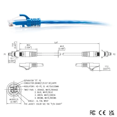 Cat6a Slim Ethernet Patch Cable - 7FT