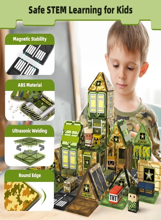 MAGNETIC TILES - army men, military base 100 pcs