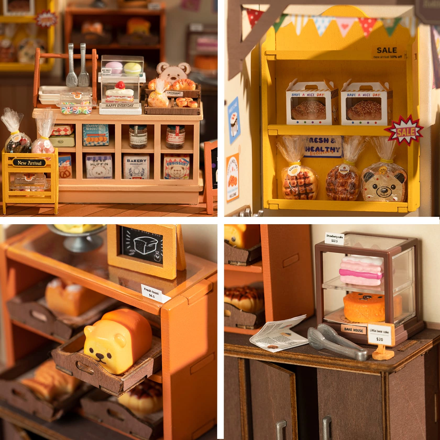 Dollhouse Kitchen Bakery Kit - cream Wood