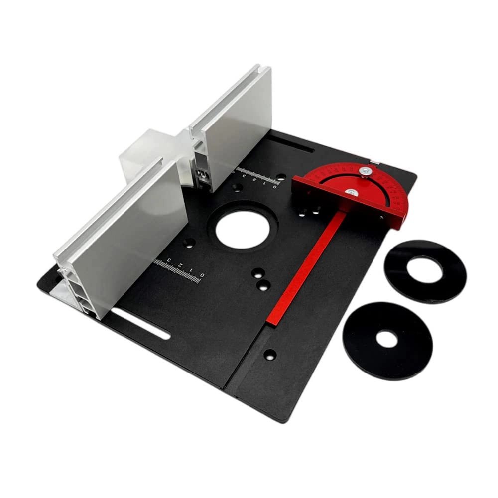 Router Table Insert Plate - 240 x 200mm Aluminum Alloy + Backer Plate + 180° Angle Gauge