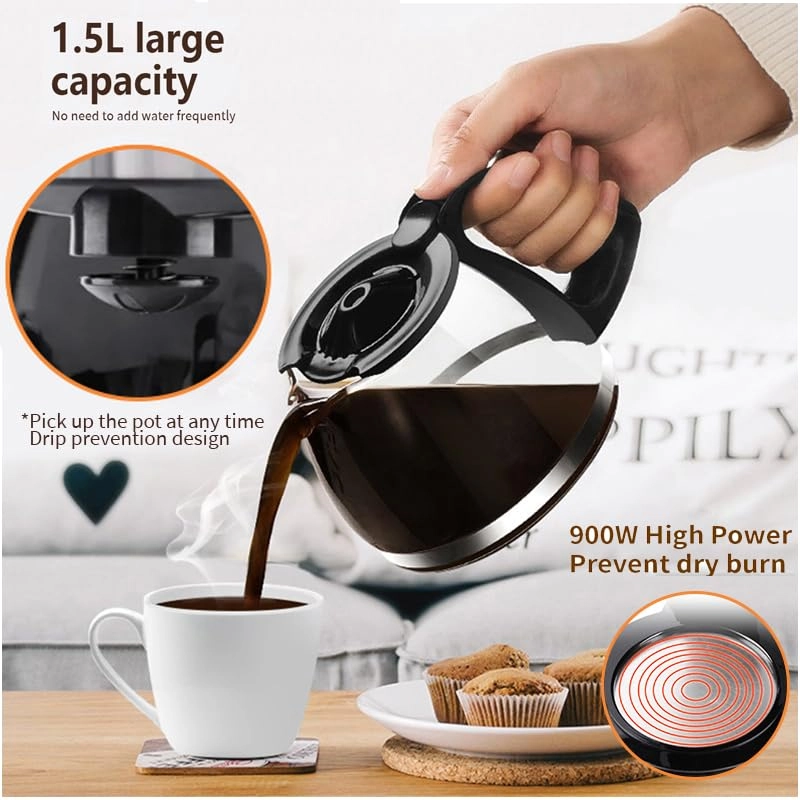 Drip Coffee Machine - Permanent Filter 12 Cups Auto Shut-Off