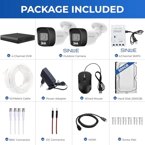4CH H.265 DVR + 2MP Bullet Camera + 500GB Hard Drive